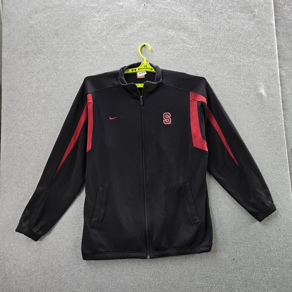 VINTAGE Stanford Cardinal Men Jacket XL Black Y2K Embroidered Nike Mini Swoosh